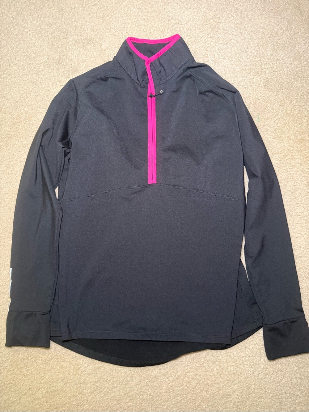 Actra Black Half-Zip Pullover with Hot Pink Trim